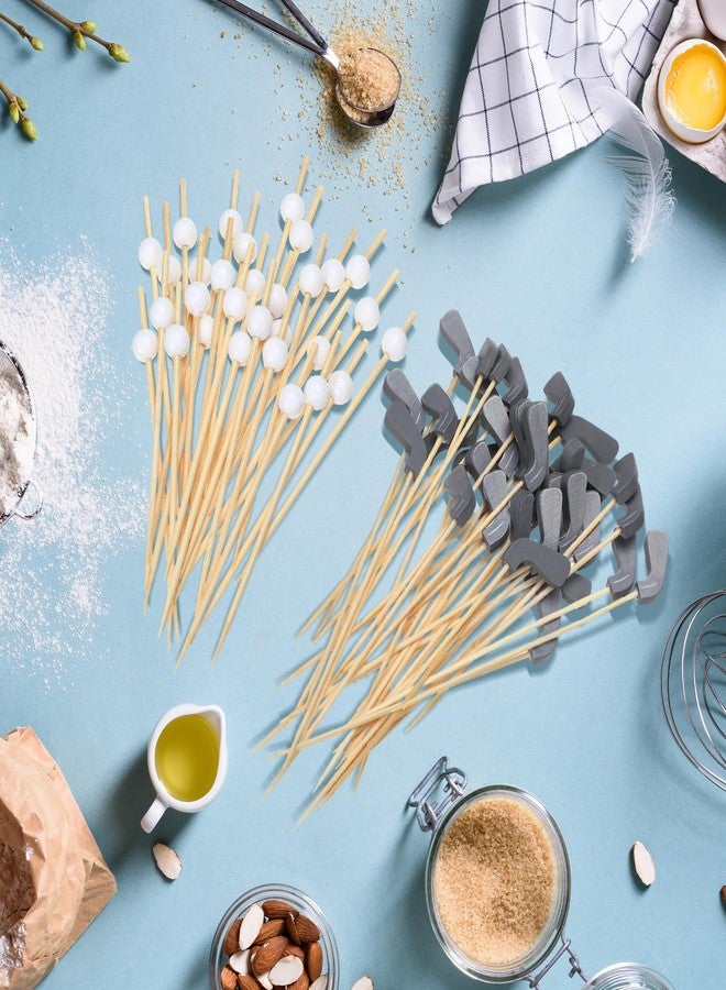 Ninehaoou 200 Pcs Golf Cocktail Picks 4.7" Golf Toothpicks for Appetizers Golf Club Drink Stirrers Golf Party Decor Birthday Cupcake Topper Sandwich Fruit Golf Skewer Bamboo Stick Holiday Supply(Golf Ball) - Image 5